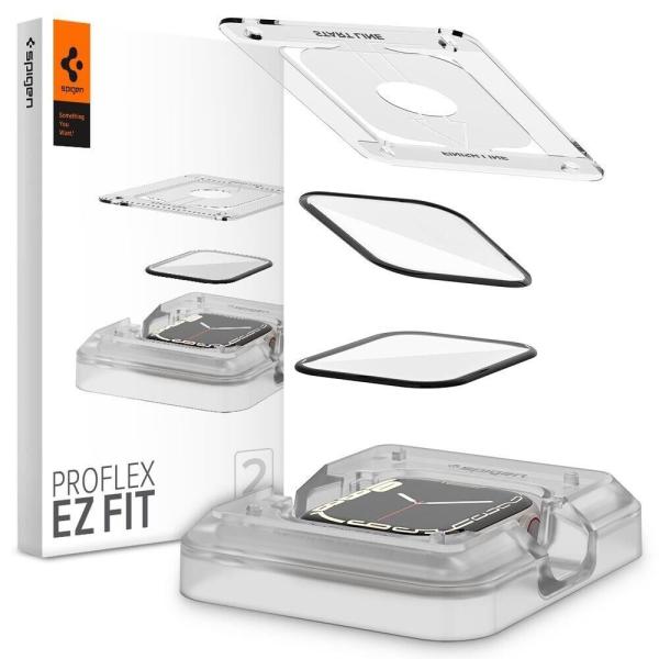2x Spigen Proflex "Ez Fit" Apple Watch 7/8 (45mm) Hybridglas + Montagerahmen